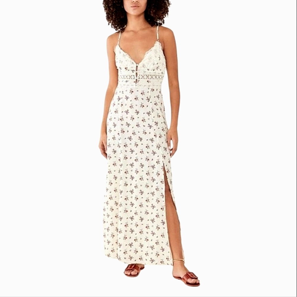 FREE‎ PEOPLE OUT AND ABOUT FLORAL SLIP MAXI DRESS M